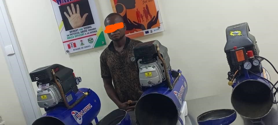 Engineer in NDLEA net over drugs hidden in pressure machines