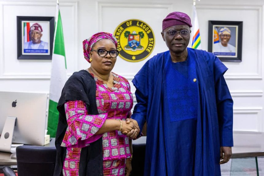 Sanwo-Olu receives Meranda, new Lagos Assembly Speaker