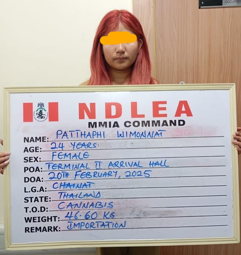 Thai lady arrested at airport with boxes of illicit drug