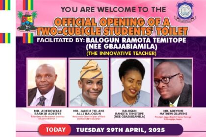 LABASCO: Students toilet by Teacher Balogun for inauguration April 29