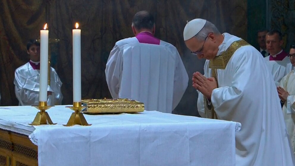 Pope Leo XVI celebrates first mass in Sistine Chapel
