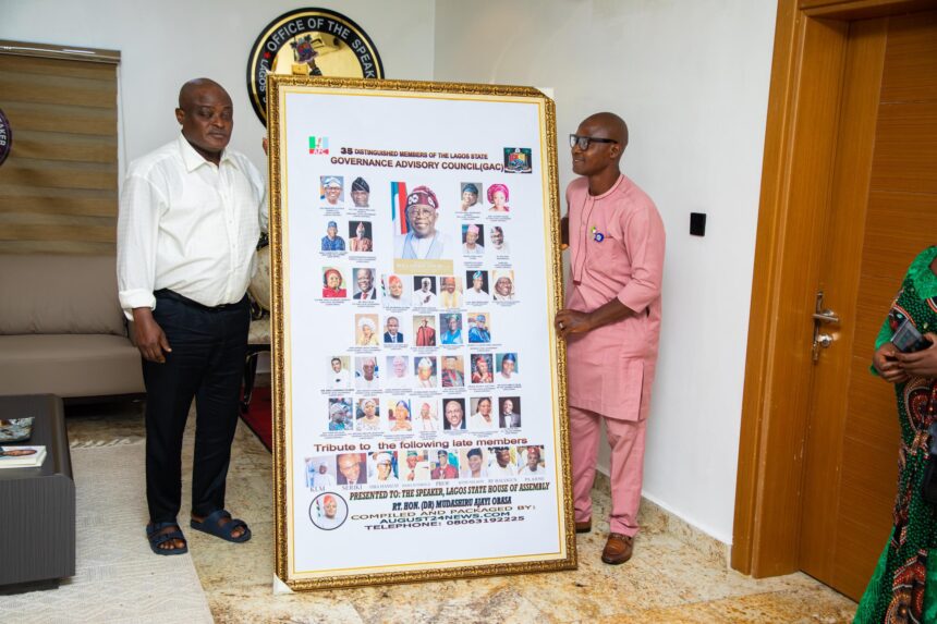 Online publisher, Ajagbe, presents ‘GAC Frame’ to Lagos Speaker, Obasa