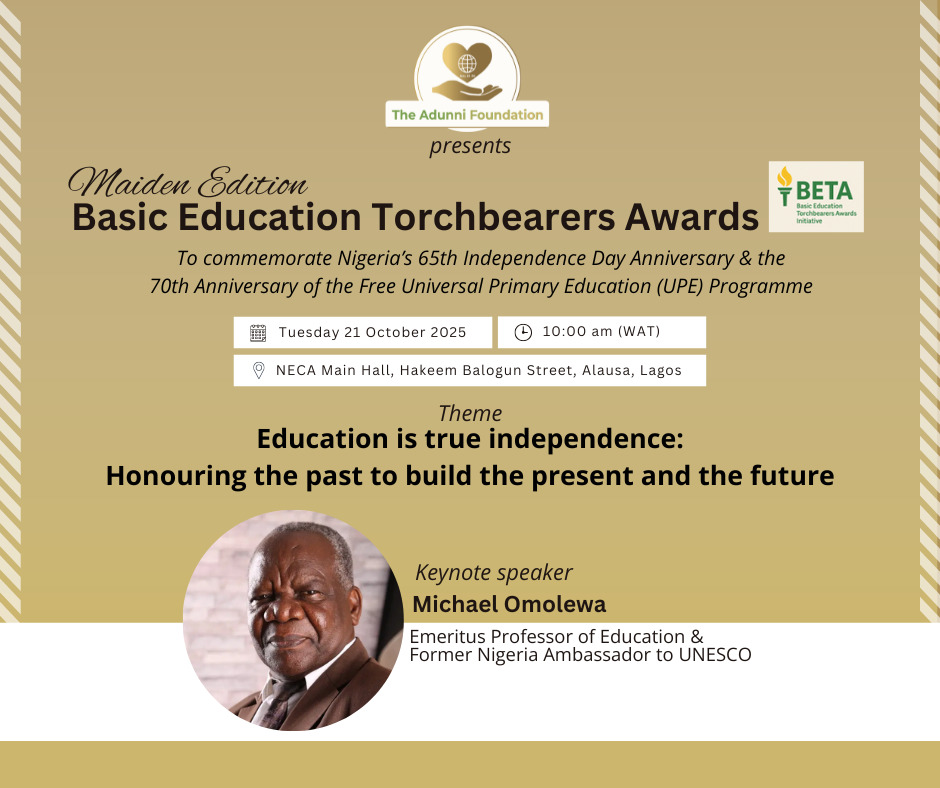 Basic Education Torchbearers Awards’ maiden edition holds Oct 21