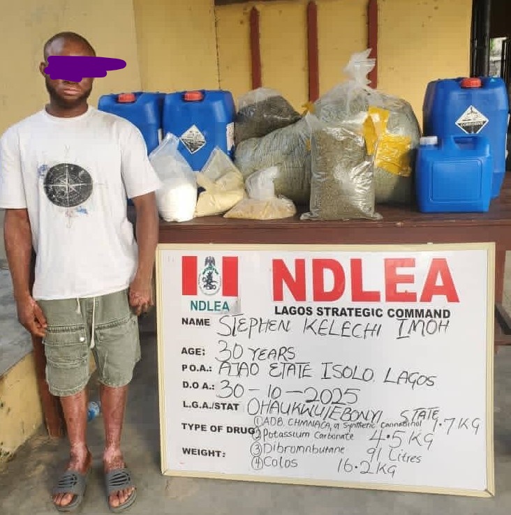 NDLEA busts clandestine Colos lab in Lagos, intercepts Loud consignments