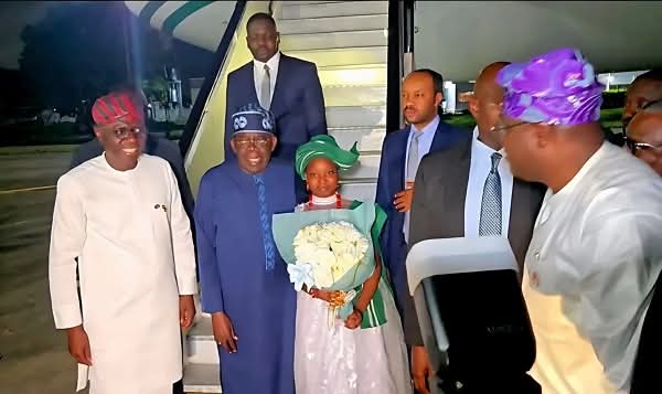 Tinubu arrives Lagos after three-nation visit