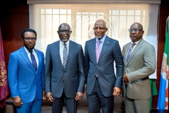 PHOTO NEWS: New AMCON board chair, Abubakar, others after his screening
