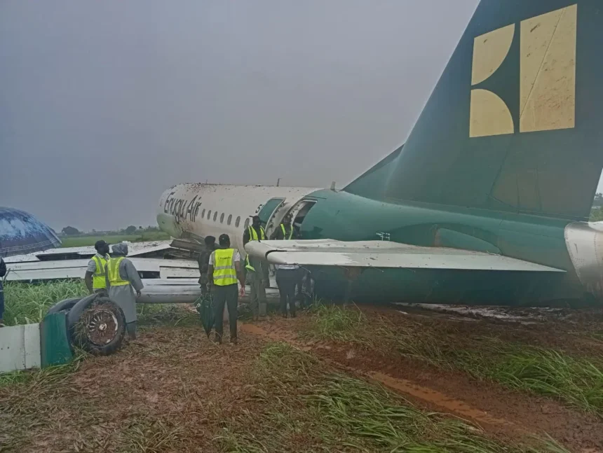 63 passengers escape death as Enugu Air aircraft skids off runway