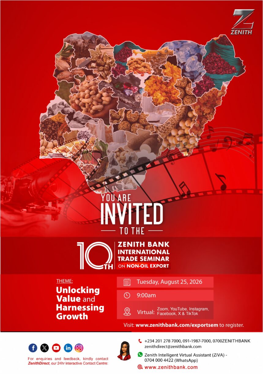 Zenith Bank to host 10th international trade seminar on non-oil export