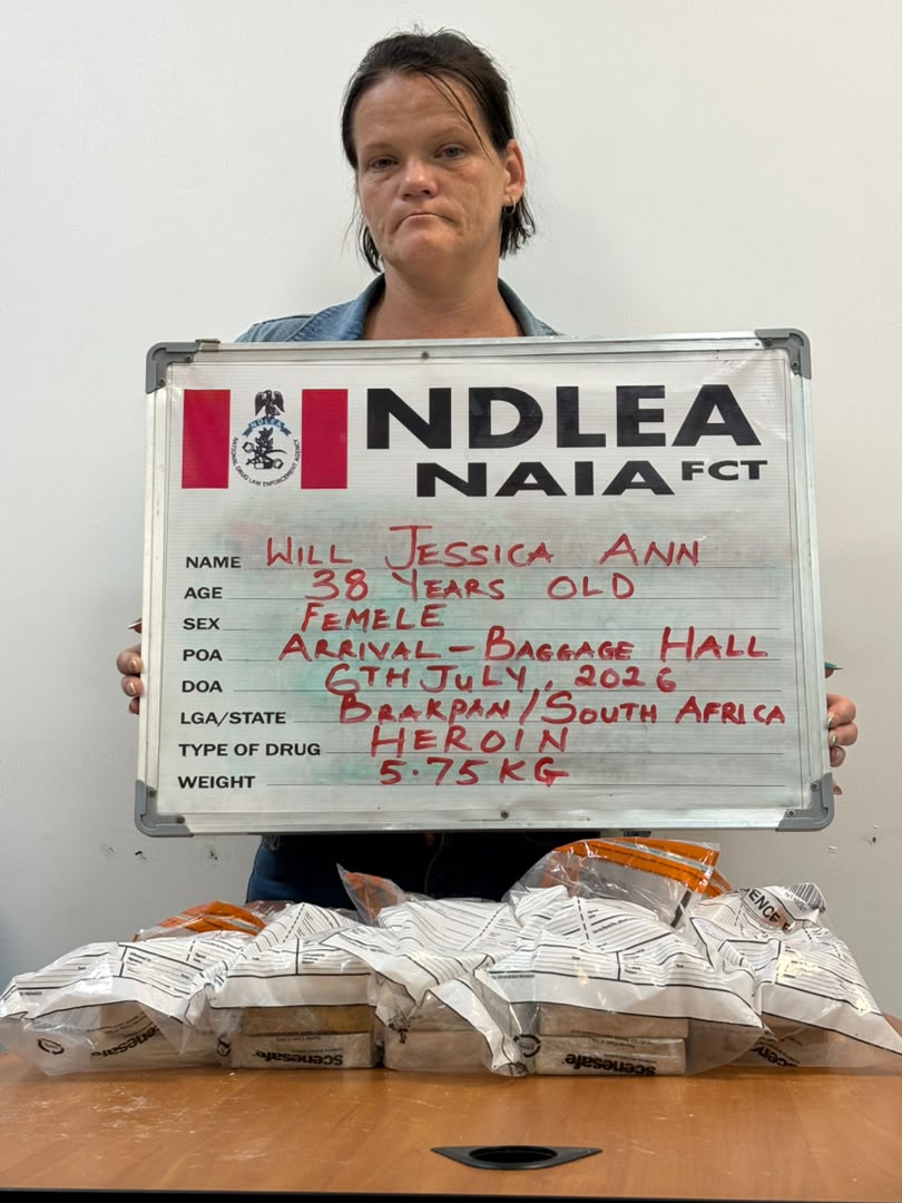 S'African lady bags 40 years in jail for importing heroin into Nigeria