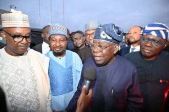 Tinubu arrives in Lagos after working vacation, speaks