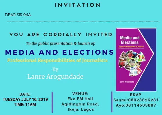 Arogundade’s book on election reporting for launch