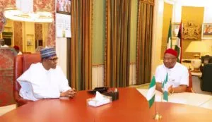 PHOTO NEWS: Uzodinma on first visit to Buhari after becoming Imo gov