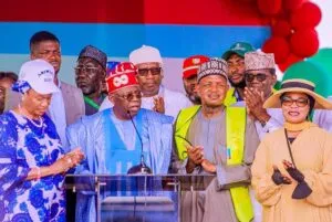 Tinubu thanks delegates, Buhari, says 'we must keep PDP out of power'