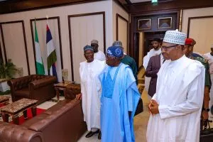 Buhari takes President-elect Tinubu around his office (+Photos)